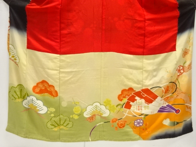  大正ロマン　御所車に松梅模様刺繍五つ紋花嫁衣装振袖2枚重ね・丸帯セット